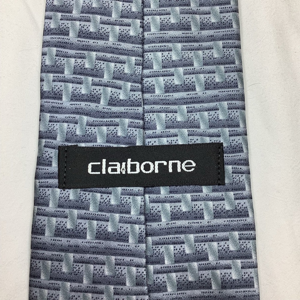 Claiborne Silk‎ Necktie Blue Geometric Mens Wear